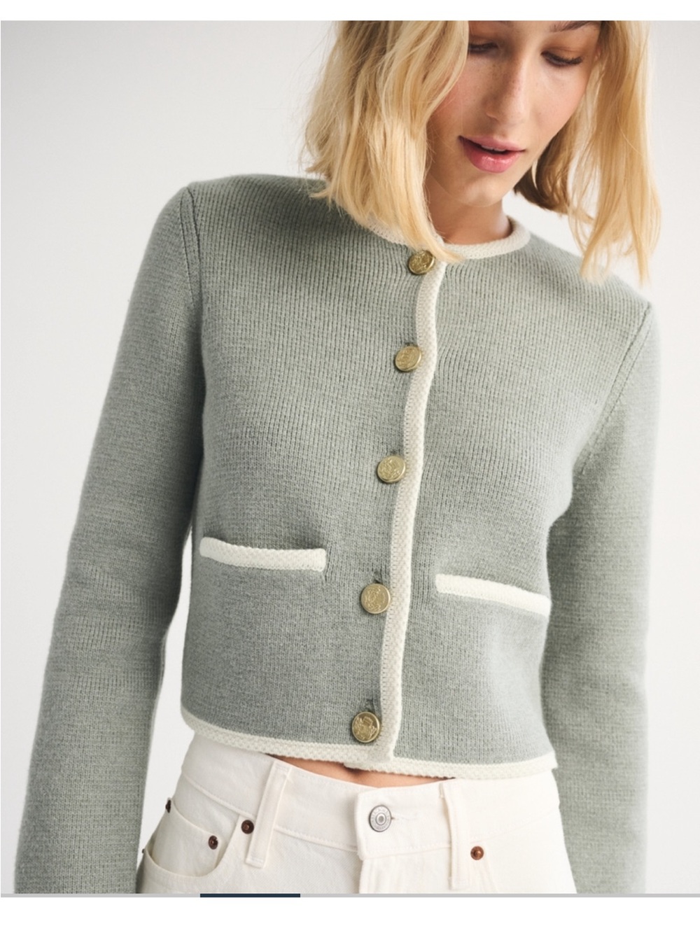NWT Abercrombie & Fitch Collarless Sweater Jacket - Picture 4 of 6